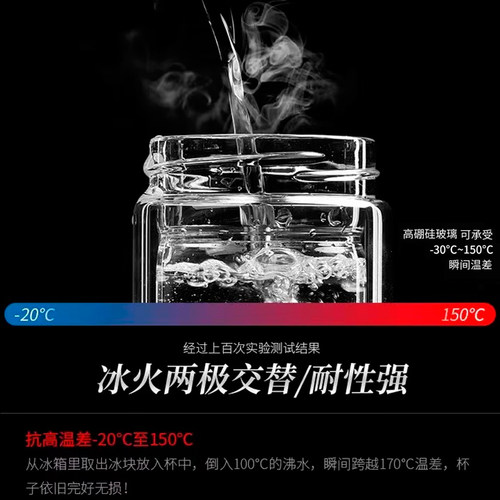 富光双层玻璃杯 便携水杯透明 带盖男女车载办公过滤网随手茶杯子 - 图1