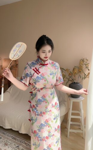 十里春风【自制款】遇见自制新中式中国风小清新改良版旗袍胖mm - 图0