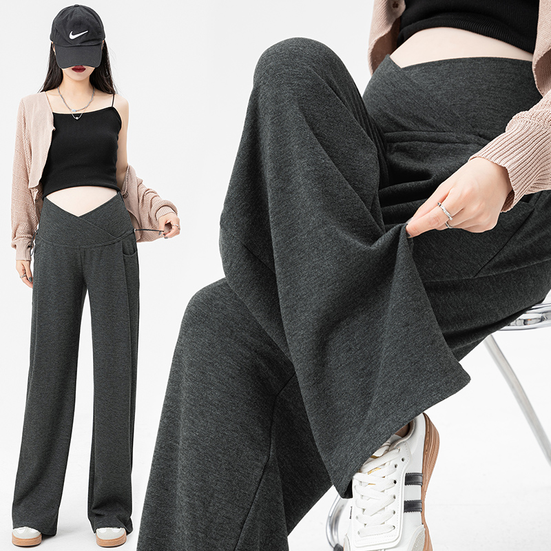 Plus size maternity pants for spring and autumn wear wide leg pants
