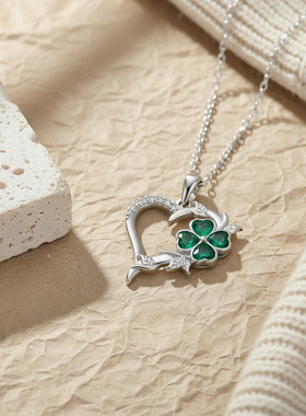 knn-1248轻奢高级感爱心四叶草项链女卡漫其跨境小众不掉色锁骨链