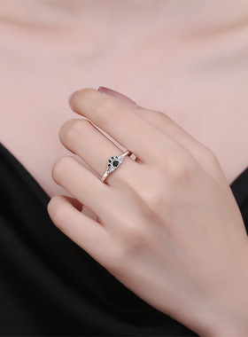 黑色猫爪戒指韩版个性开口可调节指环小动物猫掌食指戒子尾戒饰品