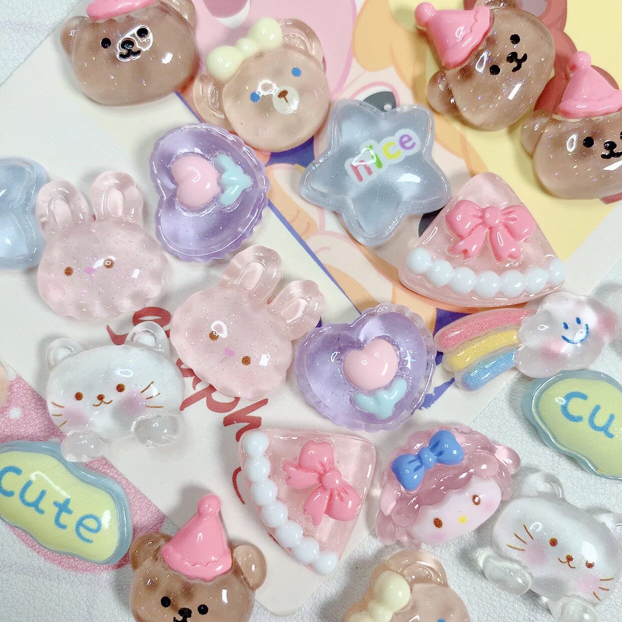 Cartoon Cake Rabbit Translucent Cream Glue Resin Accessories