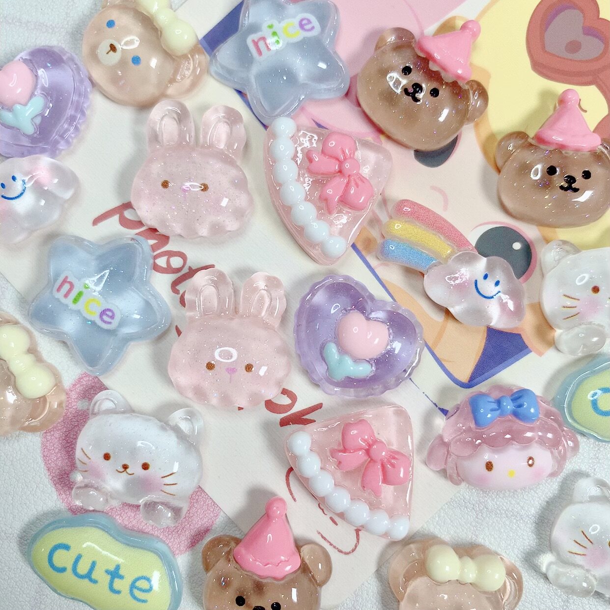 Cartoon Cake Rabbit Translucent Cream Glue Resin Accessories
