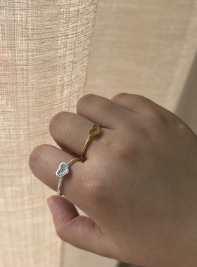 精致百搭心形爱心戒指指环女开口戒指小众设计个性简约首饰