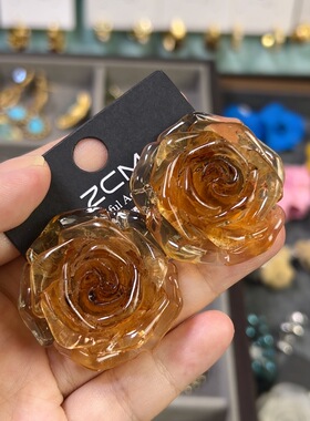 夸张冰块大号玫瑰花美拉德色立体花朵耳环时尚百搭