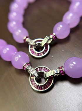 仙仙公主浅紫色天然石项链女紫玉髓复古水晶毛衣链项链手链