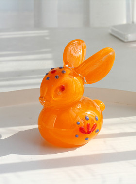 琉璃摆件兔子生肖摆设儿童房