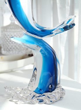 琉璃摆件海豚手工创意装饰品孤品