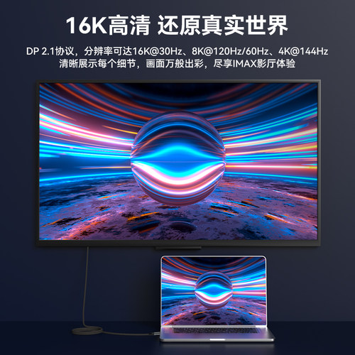 魔兽Type-C转DP 2.1版80G手机电脑连接显示器线8K@60Hz 4K@240Hz - 图0