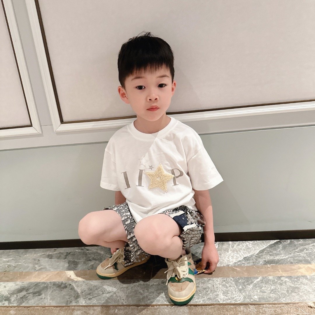毛巾绣五角星短袖T恤圆领套头宽松上衣男女童宝宝1-14岁亲子夏装,淘宝优惠券,粉丝福利购,淘宝优惠卷