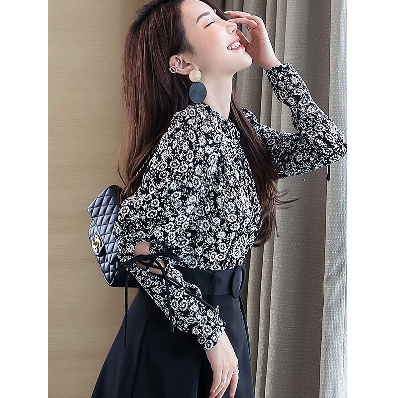 秋装新款复古港味立领气质长袖衬衫 夏琪啦衬衫