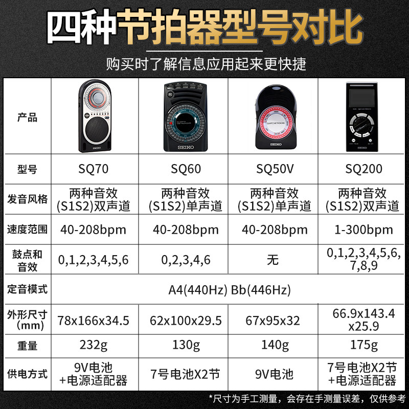 日本seiko精工sq50v石英节拍器 琦材乐器节拍器