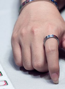 十三幺麻将戒指创意钛钢开口戒指男女潮流个性百搭指环潮牌配饰品