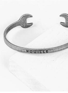 硅胶手镯 欧美原创潮牌钛钢扳手手镯复古怀旧机车古银双头男