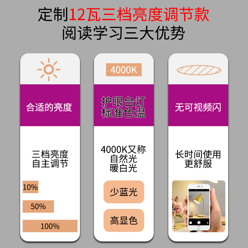 台灯护眼学习北欧台灯led学生学习插电式阅读台灯宿舍创意可调光