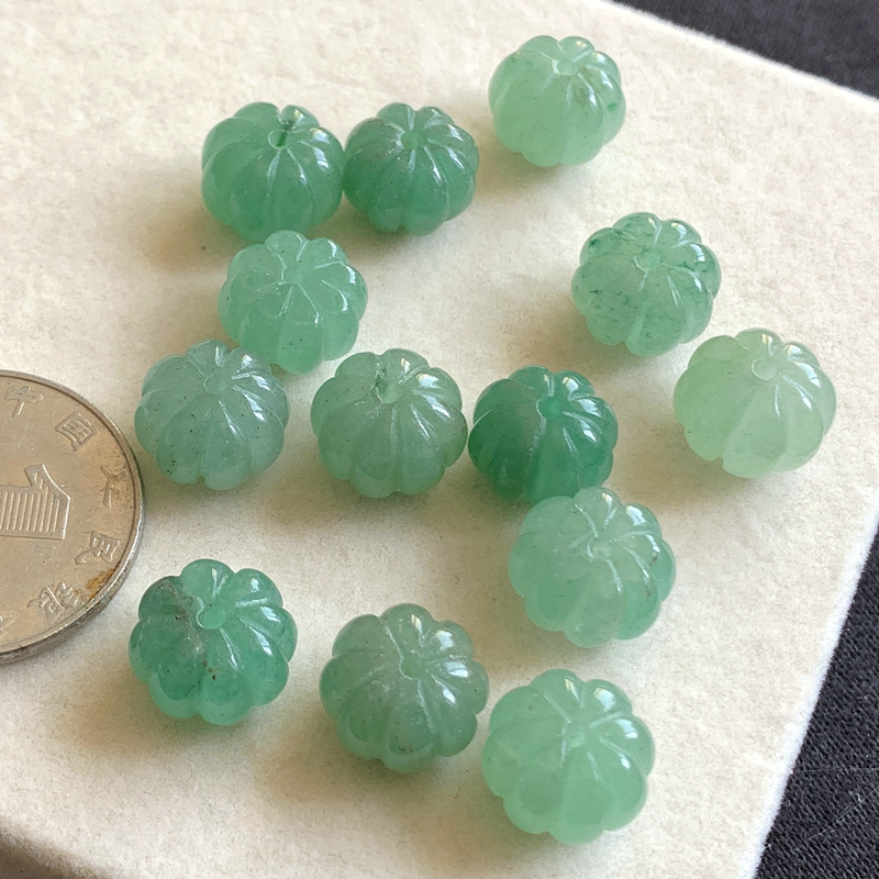 天然绿东陵玉小南瓜吊坠玉石福瓜散珠背云 diy首饰品配件手链配饰 - 图2