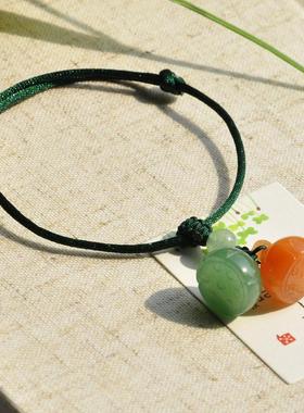 天然和田玉莲蓬手绳脚链玉石手链