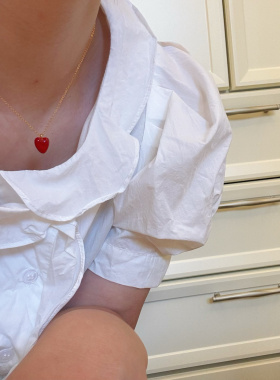 Elise Ts-kis红色爱心项链心形珐琅耳环925纯银轻奢小众配饰