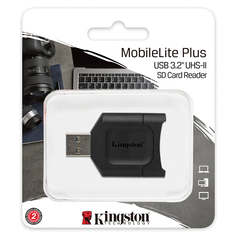 金士顿SD卡读卡器MLP高速USB3.2 支持UHS-II相机卡大卡TF小卡双接口读卡器稳定兼容