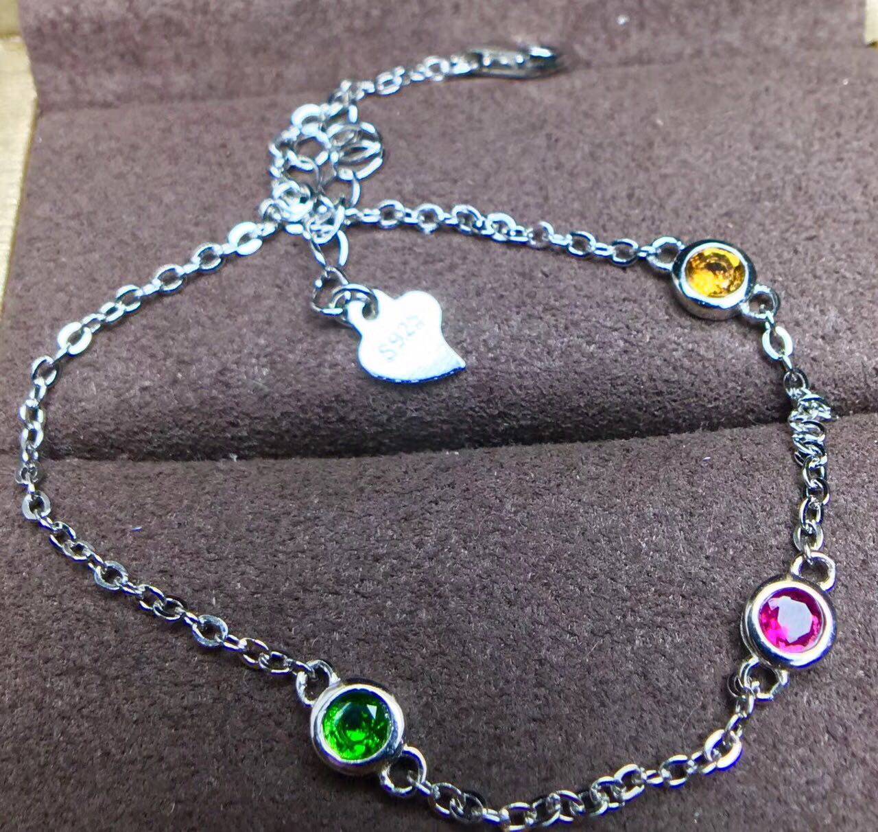 新款925纯银代镶碧玺裸石手链空托 凰丽尔手链