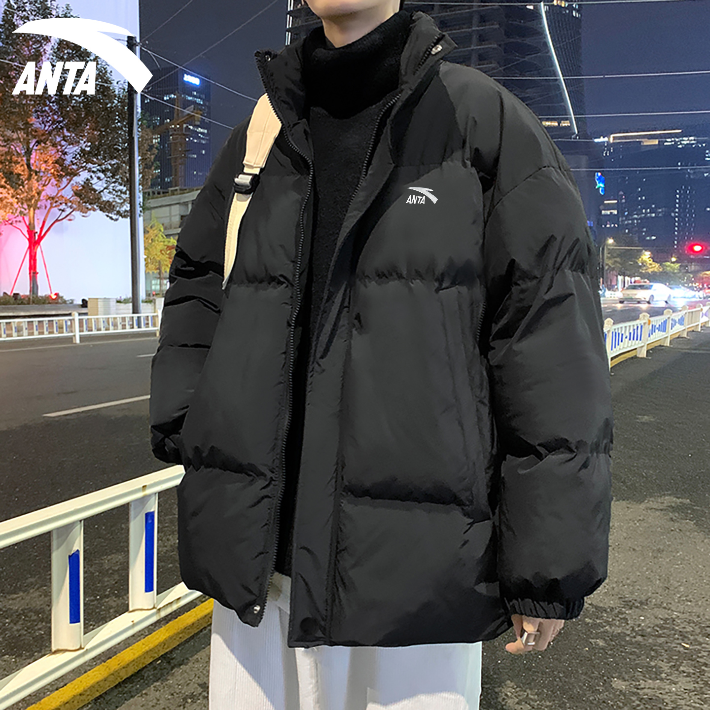 安踏运动棉服外套男冬季2025新款防寒防泼水保暖男生冬装面包棉衣 - 图0