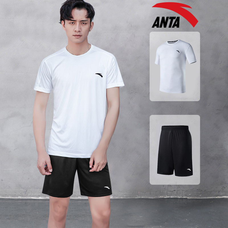 Anta Official Website Sports Set Men's 2020 Summer New Genuine Breathable Round Neck Short Sleeve Shorts Sportswear Men's