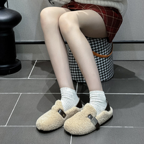 Warm and warm leather Leather Hair Shoes Women Autumn Winter New Cute Minus Age Fashion 100 Hitch Suede Flat-bottomed Legue-bean Shoes