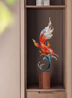 如鱼得水铜招财客厅办公室桌面艺术摆件玄关装饰品乔迁开业礼物