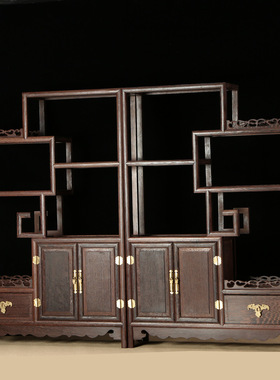 鸡翅木橱柜式落地摆件大号博古架