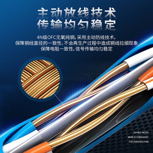 超六类纯铜网线千兆CAT6A无氧铜双屏蔽家用工程网络线305米整箱 - 图1