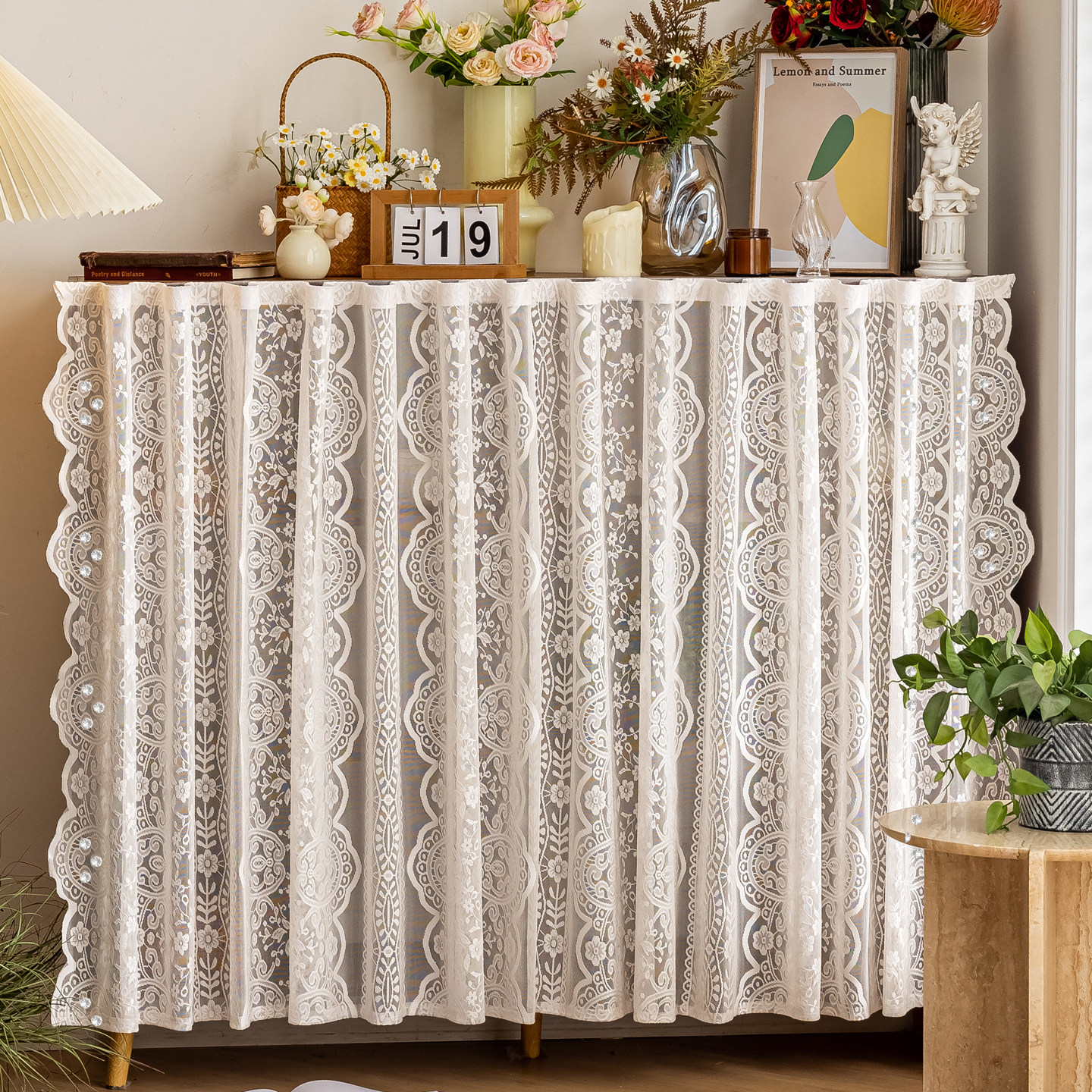 开放式柜门遮挡杂物帘子免打孔挂帘门帘短帘书柜鞋柜遮丑防尘纱帘,淘宝优惠券,粉丝福利购,淘宝优惠卷