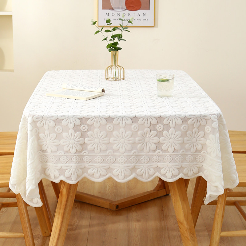 米白色蕾丝桌布ins氛围感圆桌正方形台布茶几床头柜沙发防尘盖巾,淘宝优惠券,粉丝福利购,淘宝优惠卷