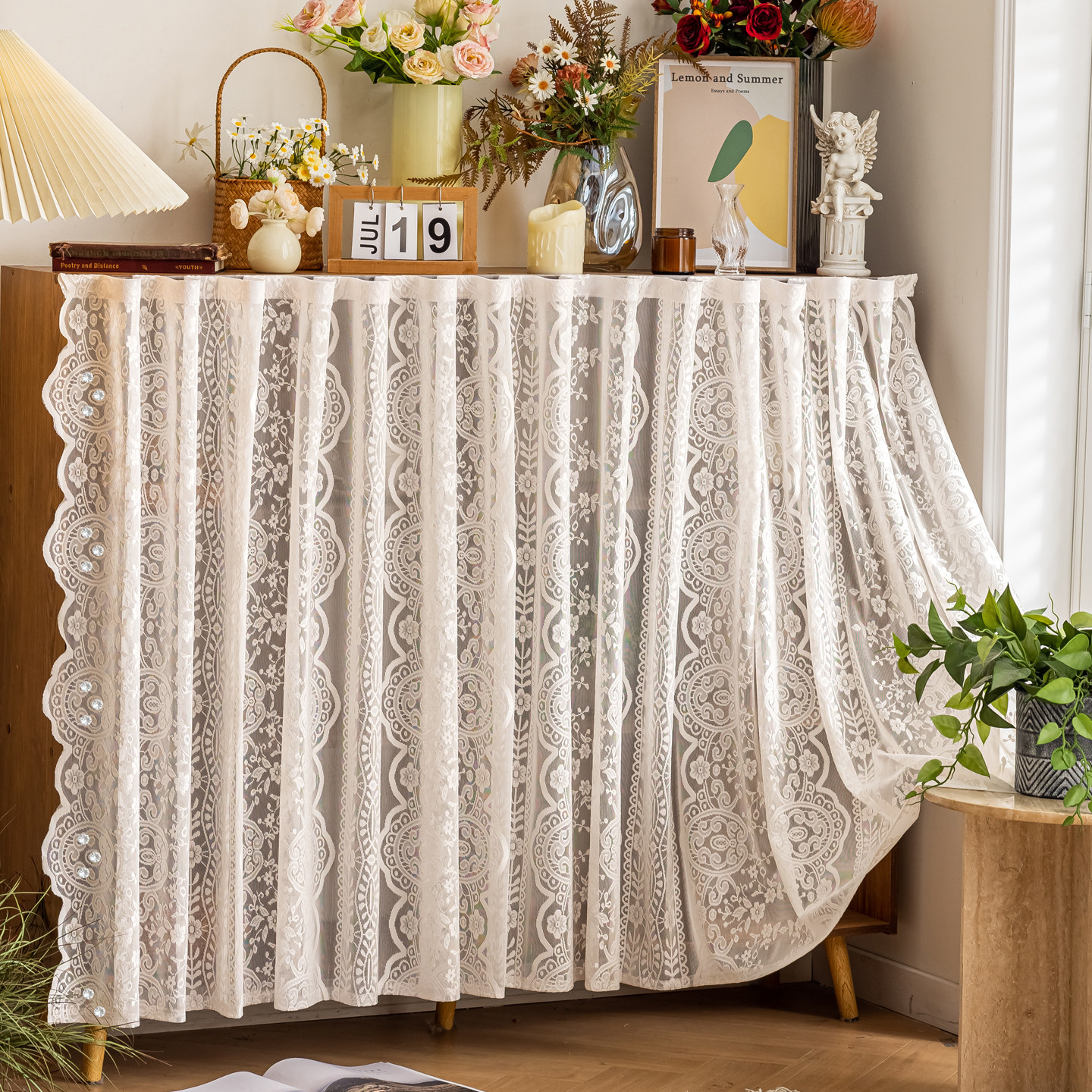 开放式柜门遮挡杂物帘子免打孔挂帘门帘短帘书柜鞋柜遮丑防尘纱帘,淘宝优惠券,粉丝福利购,淘宝优惠卷