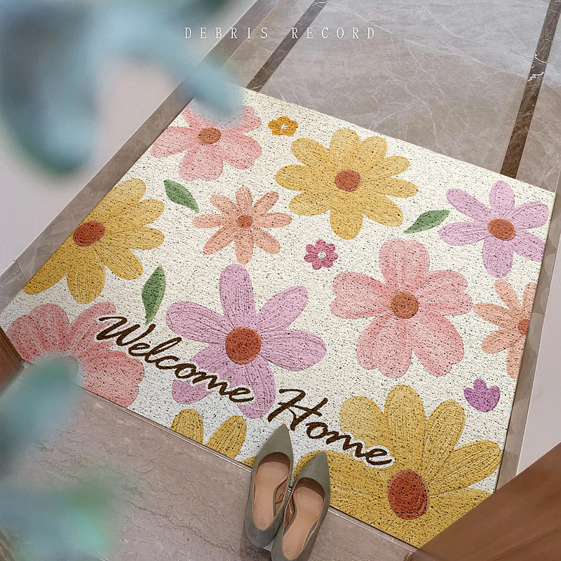 清新花朵入户门地垫门垫丝圈玄关除尘防滑大门口家用可裁剪脚垫子,淘宝优惠券,粉丝福利购,淘宝优惠卷