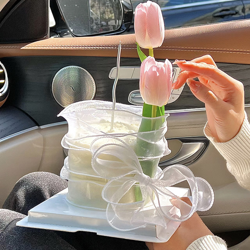 女神节极简风丝带郁金香仿真花束插件母亲节仙女妈妈甜品插件装饰,淘宝优惠券,粉丝福利购,淘宝优惠卷