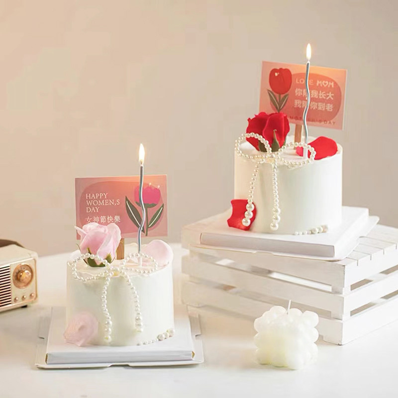 女神节极简风丝带郁金香仿真花束插件母亲节仙女妈妈甜品插件装饰,淘宝优惠券,粉丝福利购,淘宝优惠卷