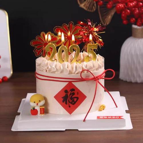 2025新年数字蜡烛跨年元旦蛋糕装饰蛇年福字大吉财源滚滚烘焙摆件 - 图2