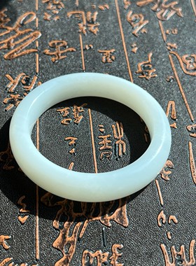 58天然新疆和田白玉手镯宽条羊脂白玉手镯无瑕疵和田玉镯