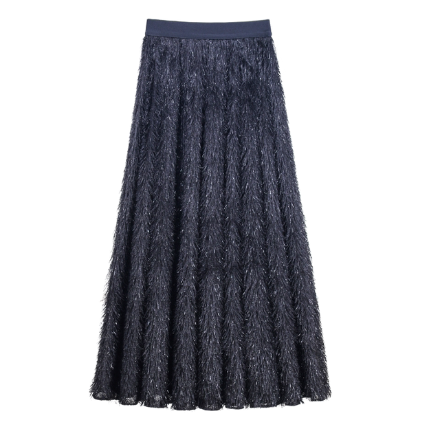 2024 Autumn High Waisted Slim Women's Skirt with Fringed Long Skirt