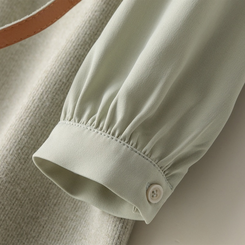 苏醒的乐园旗舰店针织拼接收腰连衣裙女装秋款新款韩版气质淑女假两件文艺裙子1