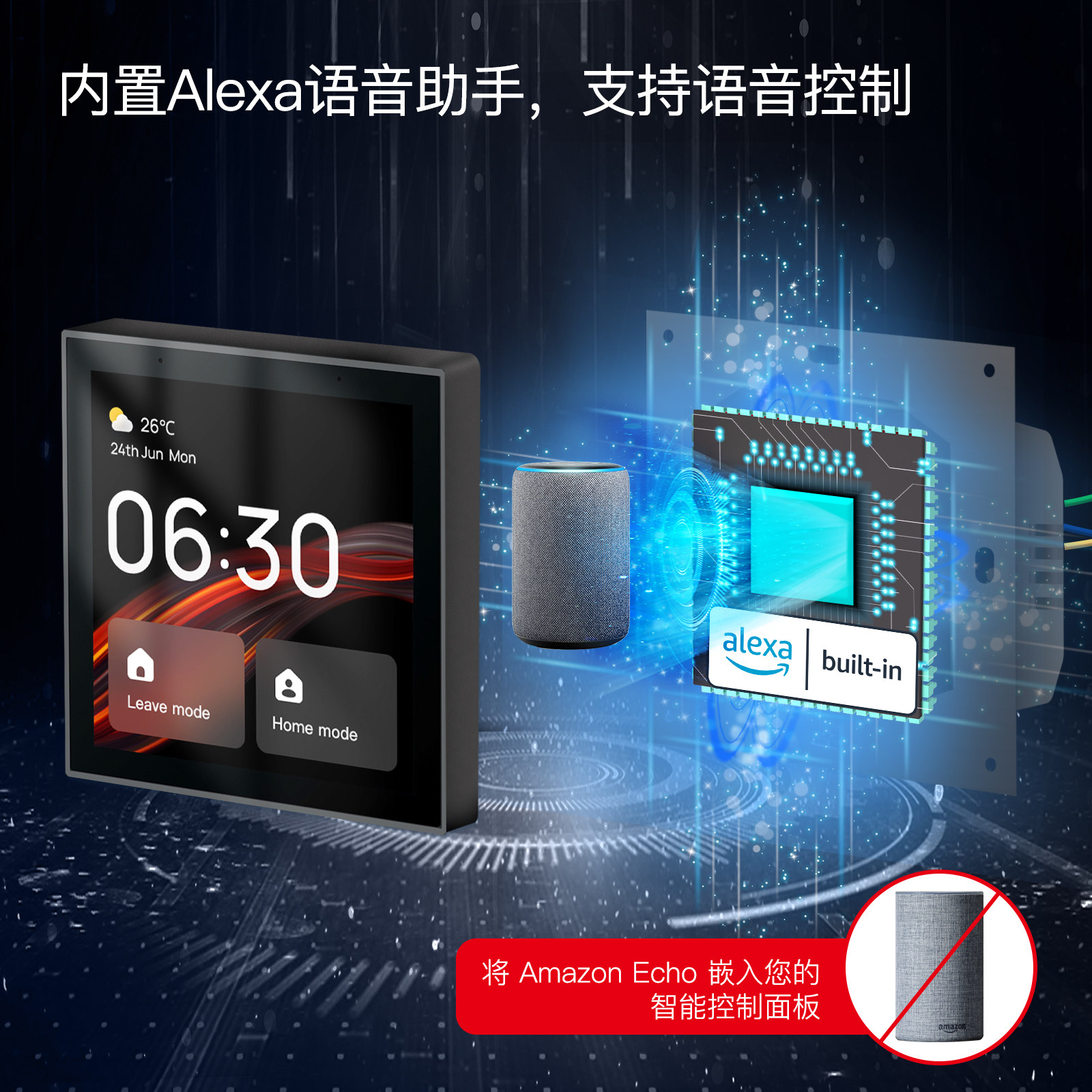 涂鸦智能中控屏4寸ALEXA语音控制内置zigbee蓝牙网关零火接线,淘宝优惠券,粉丝福利购,淘宝优惠卷