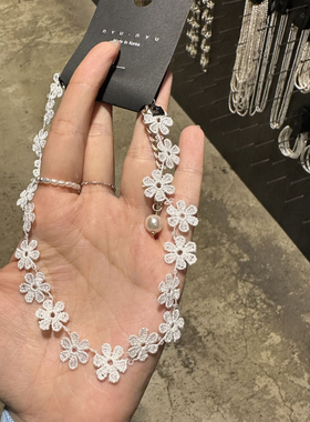 441422韩国东大门nyunyu蕾丝小花高级感颈链项链