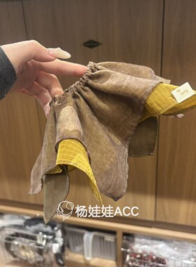 6102109韩国东大门Trois de LEI 新款高级感花朵格子方形圆形发圈