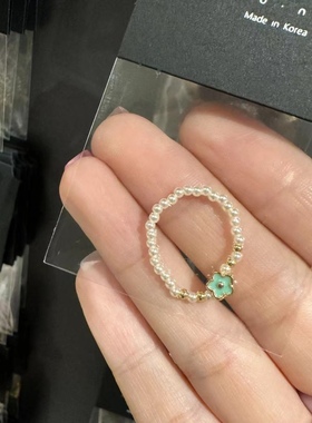 韩国弹力珍珠戒指小花戒指