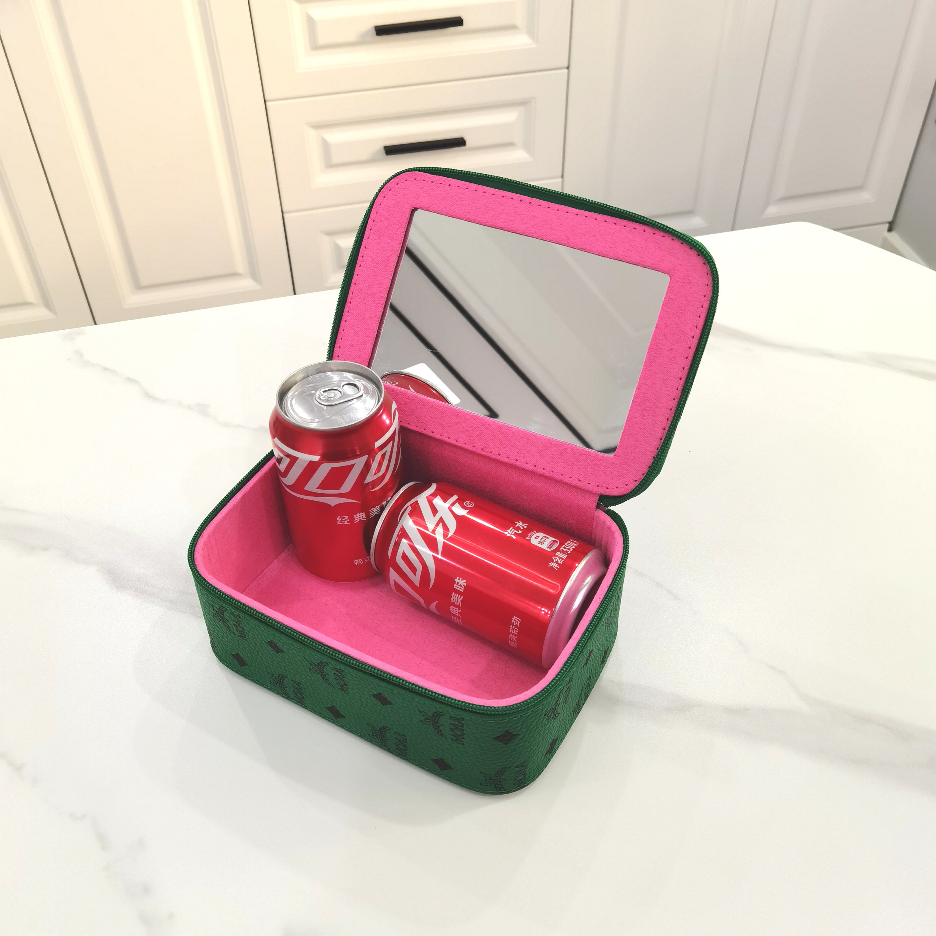 化妆包小号带大镜子简约便携女士可爱迷你化妆品桌面箱家用收纳盒,淘宝优惠券,粉丝福利购,淘宝优惠卷