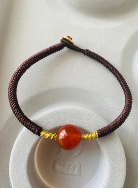 补火补土五行绳手链红玛瑙加盘龙结加密金刚结五行绳手链大师编制