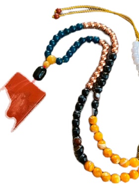 红竹石吊坠须伦素落影子石加长珠珠链子男生霸气款