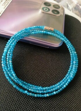 3MM靛蓝晶小珠珠四圈手链可以做长挂件