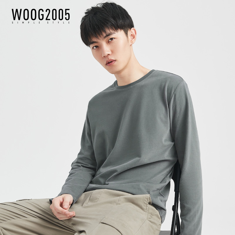 t 秋季百搭纯棉修身圆领体恤打底衫 2019 WOOG2005 春秋纯色长袖 恤男 t 秋季百搭纯棉修身圆领体恤打底衫 2019 WOOG2005 春秋纯色长袖 恤男
