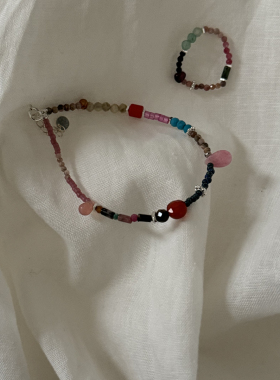 新中式撞色民族风串珠手链戒指